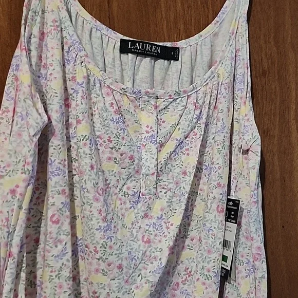 Lauren Ralph Lauren Sleeveless Short Nightgown - Multi Floral - Picture 5 of 5